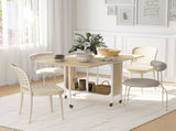 Six-Person Drop Leaf Dining Table - Natural/White T3398P343630