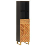 ZNTS 4 Piece Bathroom Cabinet Set Brown and Black Solid Wood Mango 3206291