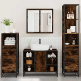 ZNTS 4 Piece Bathroom Furniture Set Smoked Oak Engineered Wood 3301272