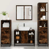 4 Piece Bathroom Furniture Set Smoked Oak Engineered Wood 3301272