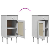 Bedside Cabinet SENJA Rattan Look White 40x35x80 cm Solid Wood Pine 358017