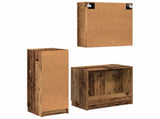 Bathroom Furniture Set with Door 3 pcs Old Wood Engineered Wood 3415648