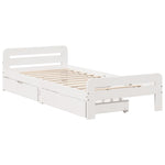 ZNTS Bed frame without Mattress White 100x200 cm Solid Wood Pine 3309045