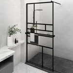 ZNTS Walk-in Shower Wall with Shelf Black 115x195 cm ESG Glass&Aluminium 3185481