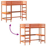 Loft Bed without Mattress Wax Brown 90x190 cm Single Solid Wood Pine 842861