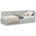 Corner Bed Frame with Headboard Light grey 80 x 200 cm Velvet 42016287