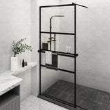 ZNTS Walk-in Shower Wall with Shelf Black 100x195 cm ESG Glass&Aluminium 3185471