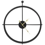 Wall Clock Black Iron 52 cm Decorative Inlays Wall Clock 325171