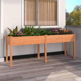 Planter with Liner Brown 203x53x76 cm Solid Wood Fir 364240