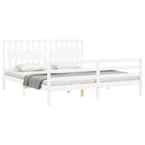 Bed Frame without Mattress White Super King Size Solid Wood 3194327
