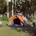 ZNTS Camping Tent Dome 4-Person Grey and Orange Quick Release 4004183