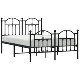 Metal Bed Frame without Mattress with Footboard Black 120x190cm 353454