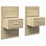 ZNTS Wall-mounted Bedside Cabinets with LED Lights 2 pcs Sonoma Oak 848162