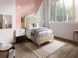 Upholstered Bed, 3ft 90x190cm Single Bed with LED, Bed Frame with Wooden Slats and Adjustable Height N601P288476B