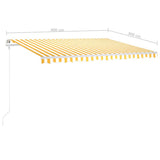 Manual Retractable Awning with Posts 4x3 m Yellow and White 3069938