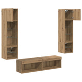 TV Wall Unit Wall-mounted 6 pcs Artisan Oak Engineered Wood 3402933