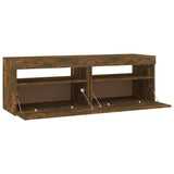 TV Cabinet with LED Lights Smoked Oak 120x35x40 cm 815672