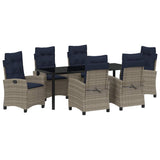 Garden Dining Set with Cushion 7 pcs Grey Poly Rattan 3380468