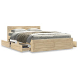 Bed Frame with Drawer 2 pcs Sonoma 137 x 188 cm Engineered Wood 3402854