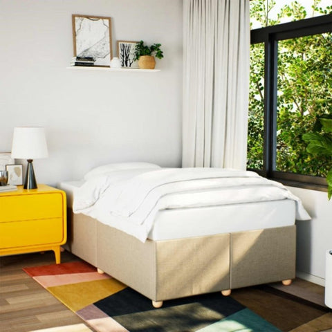 Bed Frame without Mattress Cream 120x190 cm Small Double Fabric 3284720