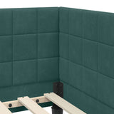 Corner Bed Frame with Headboard Dark green 90 x 200 cm Velvet 42016430