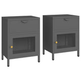 Nightstands 2 pcs Anthracite 40x30x54.5 cm Steel and Glass 3095204