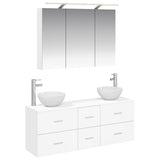 Bathroom Furniture Set 4 pcs White Engineered Wood and Glass 3406695