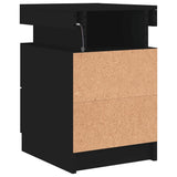 ZNTS Bedside Cabinet with LED Lights Black 35x39x55 cm 836751