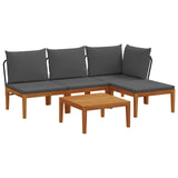 5 pcs Garden Lounge Set with Cushions Solid Acacia Wood & Rope 3407735