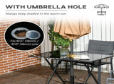 Folding Outdoor Dining Table for 6, Rectangle Table Tempered Glass Top with Parasol Hole T3398P325260