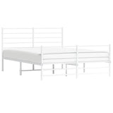 Metal Bed Frame without Mattress with Footboard White 150x200cm 352388