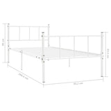 Bed Frame without Mattress White Metal 90x200 cm 284629
