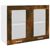 Hanging Glass Cabinet Lyon Smoked Oak 80x31x60 cm Engineered Wood 815594
