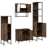 4 Piece Bathroom Furniture Set Smoked Oak Engineered Wood 3214712