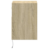 ZNTS Wall-mounted Bedside Cabinet with LED Lights Sonoma Oak 3307979