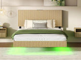 Modern Floating Bed with Recessed Detailing & Headboard, Fitted with LED Ambient Lighting, Robust W5510P513055