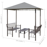 Garden Pavilion with Table and Benches 2.5x1.5x2.4 m Anthracite 44755