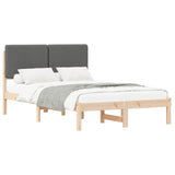 Bed Frame with Upholstered Headboard Dark Grey 135 x 190 cm 877920