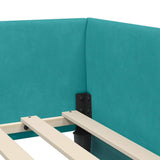 Corner Bed Frame with Headboard Turquoise 90 cm x 190 cm Velvet 42016079