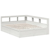 ZNTS Bookcase Bed without Mattress White 150x200cm Solid Wood Pine 3324458