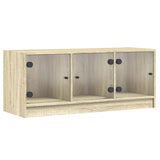 TV Cabinet with Glass Doors Sonoma Oak 102x37x42 cm 836408