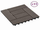 Decking Tile 11 pcs Dark Brown 30 x 30 cm WPC 42046673