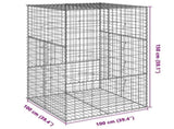 Gabion Basket with Cover 100x100x150 cm Galvanised Iron 3295213