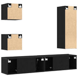 TV Cabinet Set Wall-mounted 6 pcs Black oak 160 x 30 x 30.5 cm 3393430