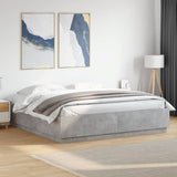 Bed Frame with LED without Mattress Concrete Grey 200x200 cm 3209586