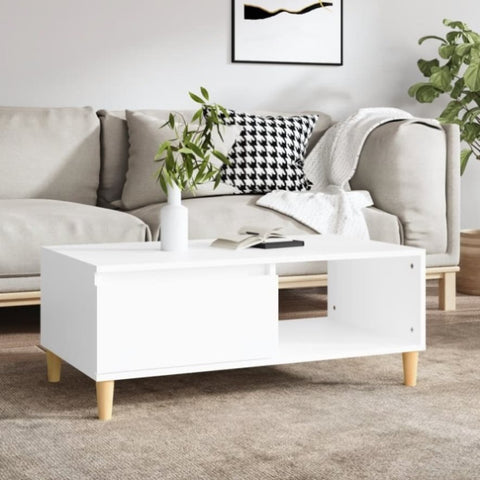 ZNTS Coffee Table White 90x50x36.5 cm Engineered Wood 821044