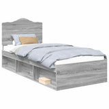 Bed Frame Grey Sonoma 90 x 190 cm Solid Pine Wood 3413367