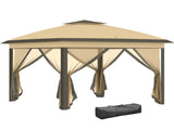 3.3 x 3.3m Pop Up Gazebo, Double Roof Foldable Canopy Tent with Zipped Mesh Sidewalls, Height T3398P318790