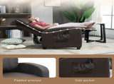 Recliner Armchair, Massage Faux Leather Push Back Reclining Chair with Adjustable Leg Rest, Side T3398P340996
