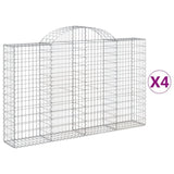 Arched Gabion Baskets 4 pcs 200x30x120/140 cm Galvanised Iron 3146133